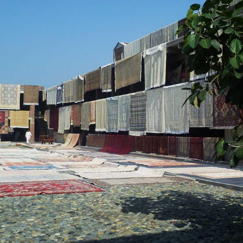Drying the rugs in the sun